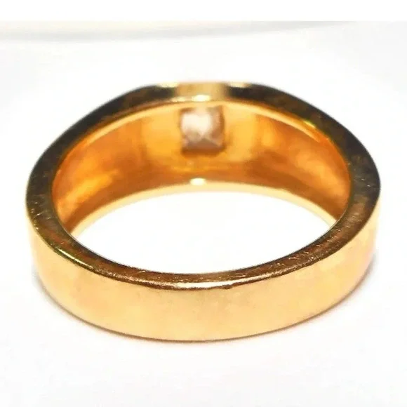 Mens Diamond Solitaire & 14k Gold Ring - Picture 5 of 7